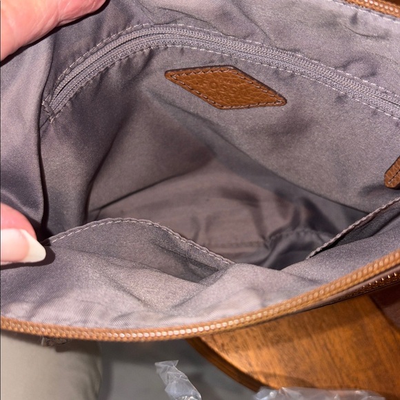 Fossil shoulder/Crossbody bag pebble leather brown brass hw 3 Ext. Pockets - Picture 15 of 17